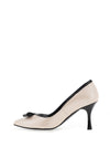 Emis Shimmer Patent Bow Heels, Beige