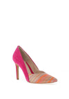 Emis Suede Leather Heeled Court Shoes, Fuchsia