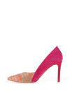 Emis Suede Leather Heeled Court Shoes, Fuchsia