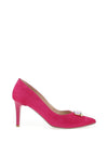 Emis Embellished Detail Suede Heels, Fuchsia Pink