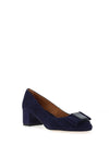 Emis Suede Leather Bow Detail Heeled Shoes, Navy