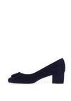 Emis Suede Leather Bow Detail Heeled Shoes, Navy