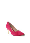 Emis Leather Gold Trim High Heeled Shoes, Fuchsia