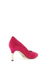 Emis Leather Gold Trim High Heeled Shoes, Fuchsia