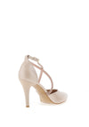 Emis Leather Criss Cross Diamante Heeled Shoes, Beige