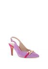 Emis Suede Leather Colour Block Heeled Shoes, Lilac & Fuchsia