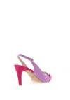 Emis Suede Leather Colour Block Heeled Shoes, Lilac & Fuchsia
