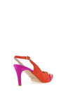 Emis Suede Leather Colour Block Heeled Shoes, Orange & Fuchsia