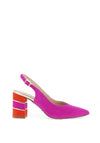 Emis Colour Block Suede Heels, Purple and Orange