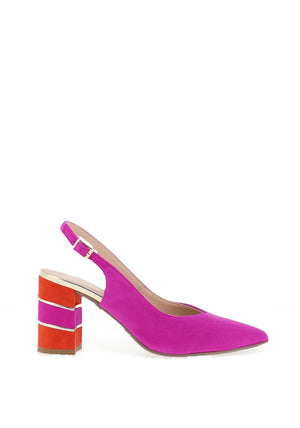 Emis Colour Block Suede Heels, Purple and Orange