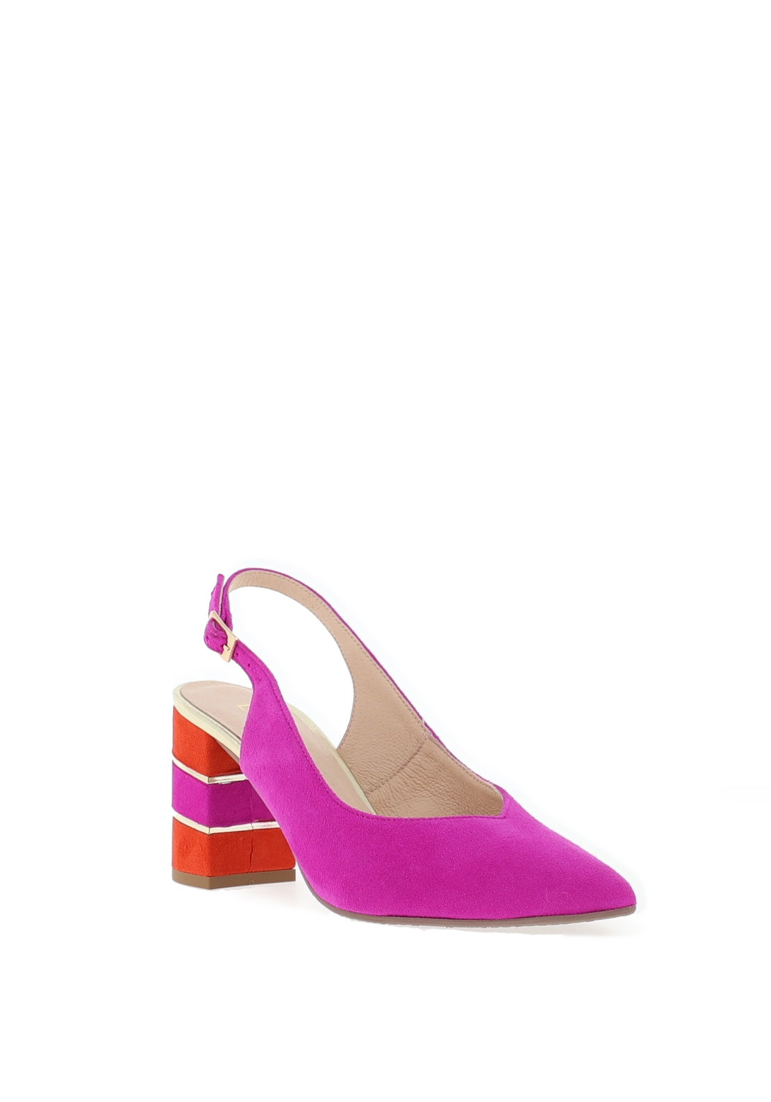 Emis Colour Block Suede Heels, Purple and Orange