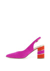 Emis Colour Block Suede Heels, Purple and Orange