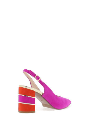 Emis Colour Block Suede Heels, Purple and Orange