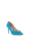 Emis Embellished Detail Suede Heels, Turquoise