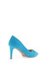 Emis Embellished Detail Suede Heels, Turquoise
