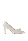 Emis Leather Pearl Brooch Court Heels, Ecru Pearl