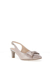 Emis Leather Shimmering Bow Sling Back Mid Heeled Shoes, Taupe