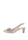 Emis Leather Shimmering Bow Sling Back Mid Heeled Shoes, Taupe