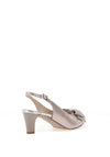 Emis Leather Shimmering Bow Sling Back Mid Heeled Shoes, Taupe