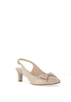 Emis Leather Shimmering Bow Sling Back Mid Heeled Shoes, Gold