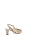 Emis Leather Shimmering Bow Sling Back Mid Heeled Shoes, Gold