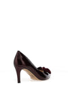 Emis Leather Patent Bow Heeled Shoes, Burgundy