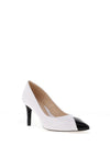 Emis Leather Patent Monochrome Heeled Shoes, White & Black