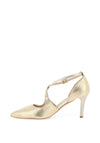 Emis Cross Over Shimmer Court Shoes, Gold