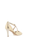 Emis Cross Over Shimmer Court Shoes, Gold