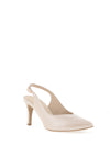Emis Leather Shimmer Sling Back Heeled Shoes, Beige