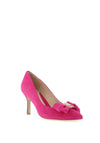 Emis Suede Leather Diamante Bow Brooch Court Shoes, Fuchsia