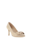 Emis Suede Leather Diamante Bow Brooch Court Shoes, Gold