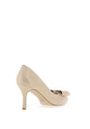 Emis Suede Leather Diamante Bow Brooch Court Shoes, Gold