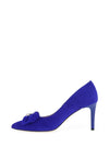Emis Suede Leather Diamante Bow Court Shoes, Cobalt Blue