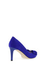 Emis Suede Leather Diamante Bow Court Shoes, Cobalt Blue