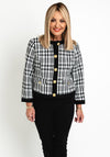 Natalia Collection Check Tweed Short Jacket, Black & White