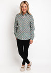 Erfo Abstract Print Button Up Shirt, Green