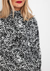 Erfo Shirred Neckline Paisley Top, Black & White