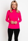 Erfo Frilled Funnel Neck Ribbed Sweater, Fuchsia