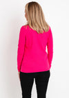 Erfo Frilled Funnel Neck Ribbed Sweater, Fuchsia