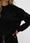 Esqualo Embellished Round Neck Sweatshirt, Black