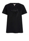 Esqualo Embellished Flower Print T Shirt, Black