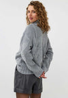 Esqualo Pearl Embellished Leaf Print Jumper, Grey