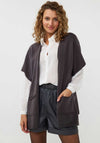 Esqualo Open Front Short Sleeve Cardigan, Dark Grey
