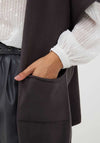 Esqualo Open Front Short Sleeve Cardigan, Dark Grey