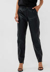 Esqualo Faux Leather Joggers, Black