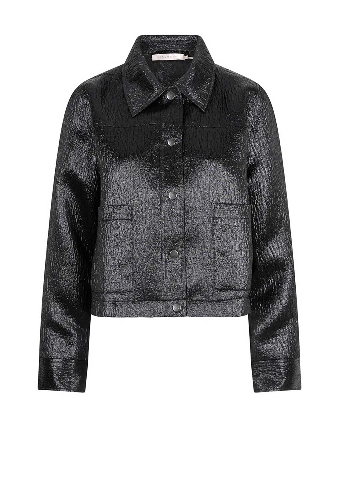 Esqualo Shimmer Effect Cropped Shacket, Black - McElhinneys