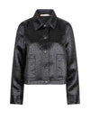 Esqualo Shimmer Effect Cropped Shacket, Black