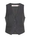 Esqualo Pinstripe Button Up Waistcoat, Dark Grey