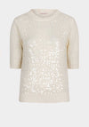 Esqualo Sequin Embellished Short Sleeve Jumper, Ivory